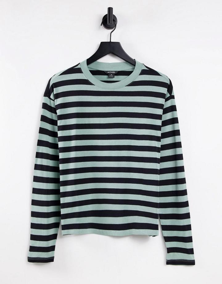 Monki Organic Cotton Stripe Long Sleeve Top In Multi