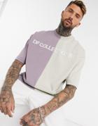 Asos Dark Future Oversized Longline T-shirt With Splice Colorblock And Logo Print In Heavyweight Jersey-multi