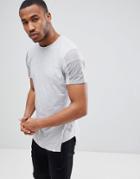Jack & Jones Core Longline T-shirt Panel Sleeve Detail - Gray