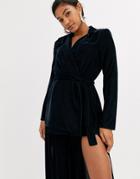 Asos Design Soft Jacket Two-piece In Velvet