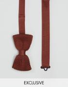 Heart & Dagger Knitted Slim Bow Tie - Brown