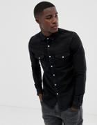 Asos Design Skinny Denim Western Shirt In Black