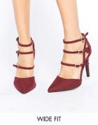 New Look Wide Fit Strappy Pointed Heel - Red