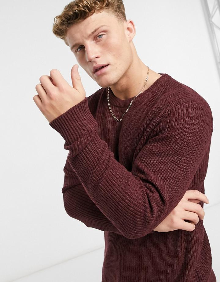 Jack & Jones Originals Ribbed Crew Neck Sweater-red