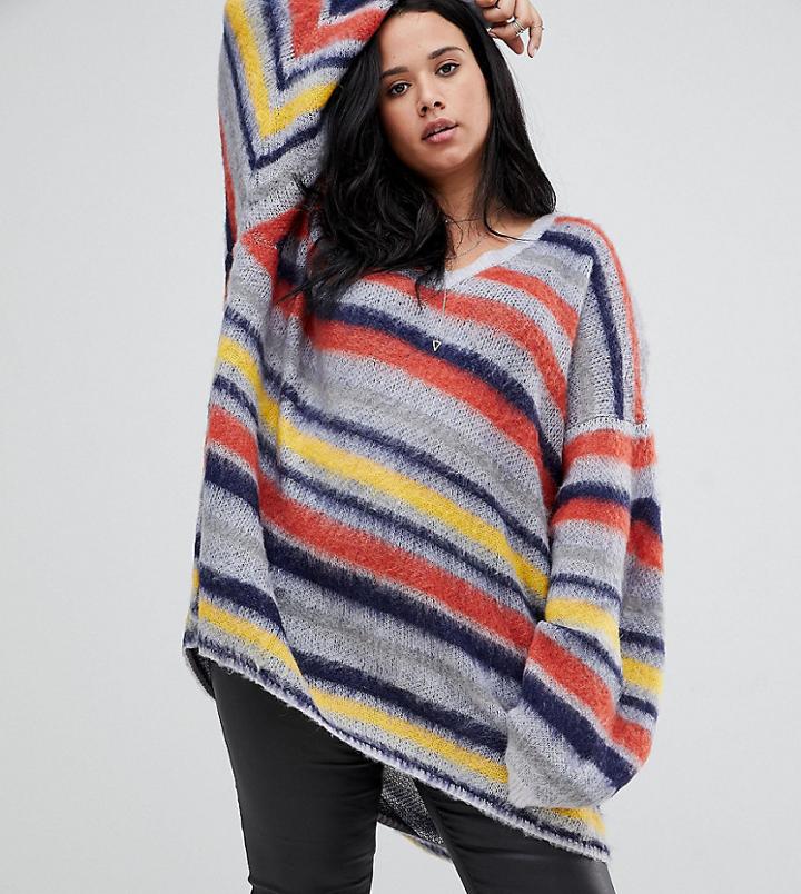 Religion Plus Oversized Drapey Sweater In Stripe - Multi