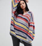 Religion Plus Oversized Drapey Sweater In Stripe - Multi