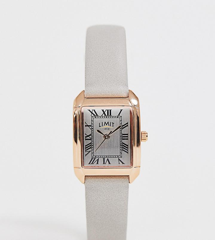 Limit Faux Leather Watch In Gray With Rectangular Dial - Gray