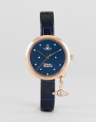 Vivienne Westwood Vv139nvnv Navy Leather Watch With Orb Charm - Navy