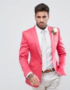Asos Wedding Super Skinny Blazer In Pink Cotton Sateen - Pink