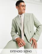 Asos Design Skinny Double Breasted Suit Jacket In Sage Green