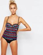 South Beach All Over Embellished Swimsuit - Black