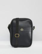 Asos Flight Bag In Black With Gold Emboss Logo - Black
