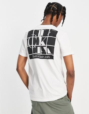Calvin Klein Jeans Cotton Blend Scattered Urban Back Graphic T-shirt In White - White