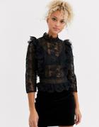 Chi Chi London Premium Lace Top In Black