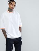 Asos Oversized T-shirt In Polytricot With Neon Tipping In White - White