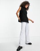 Violet Romance Roll Neck Tie Side Cable Knit Tank Top In Black