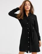 Lipsy Button Through Shirt Dress In Khaki