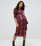 Asos Design Maternity Check Shirt Dress With Tie Front - Multi