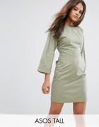 Asos Tall Tie Waist Dress - Green