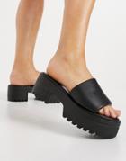 Asos Design Tile Chunky Padded Mid Heel Sandals In Black