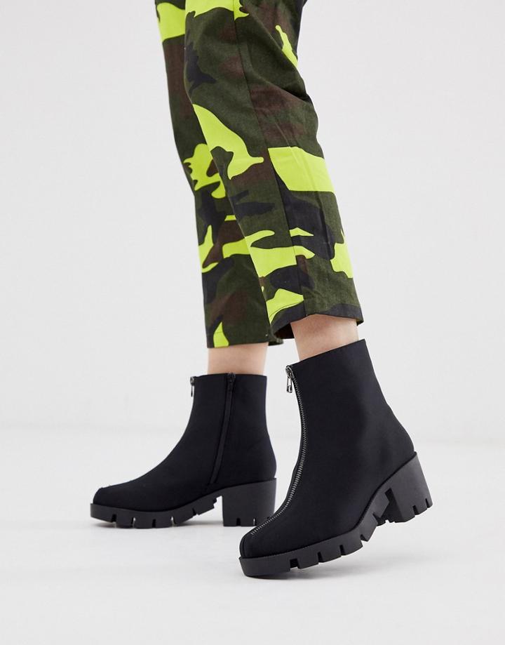 Asos Design Rebel Chunky Zip Ankle Boots In Black