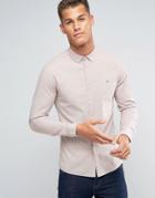 Asos Casual Skinny Oxford Shirt With Logo In Pink - Pink