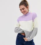 New Look Multi Stripe Sweater In Lilac