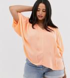 Asos Design Curve Smock Top With Tie Detail-orange