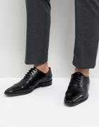 Dune Toe Cap Derby Shoes In Black Leather - Black
