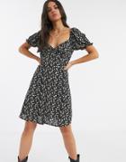 Vila Floral Sweetheart Neckline Dress-multi