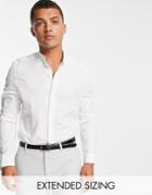Asos Design Regular Smart Linen Shirt With Mandarin Collar In White