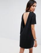 Asos Open Back T-shirt Dress With V Back - Black