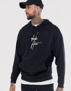 Asos Design Oversized Hoodie In Black With Dark Future Logo - Black