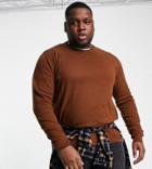 Threadbare Plus Cotton Crew Neck Sweater In Auburn-brown