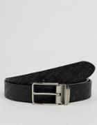 Emporio Armani Leather Embossed Reversible Belt In Black - Black