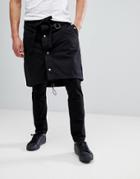 Asos Skinny Pants With Wrap Skirt - Black