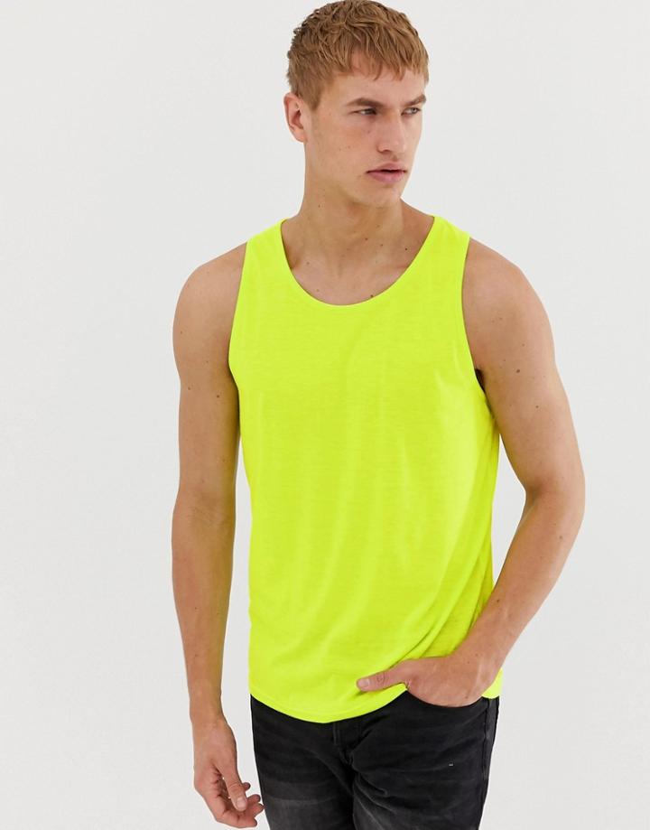 Brave Soul Longline Drop Arm Hole Tank - Yellow