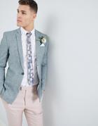 Asos Design Wedding Skinny Blazer In Dark Green Cross Hatch Nepp