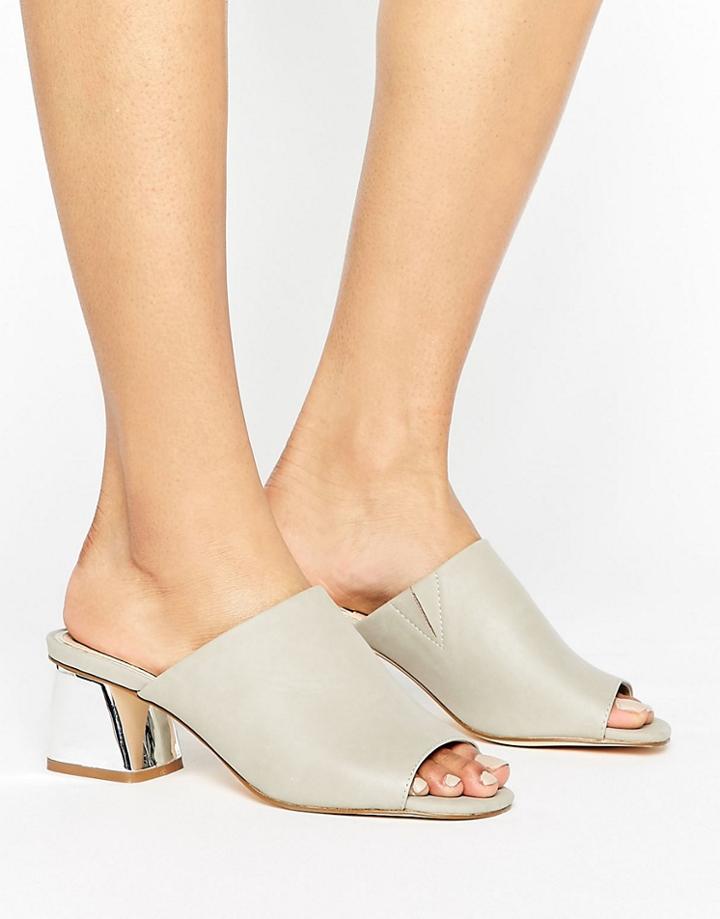 Miss Selfridge Kitten Heel Mule - Silver