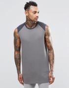 Asos Longline Sleeveless T-shirt With Contrast Raglan