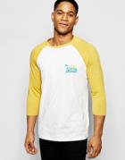 Asos Slub 3/4 Sleeve T-shirt With Chest And Contrast Raglan