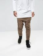 Granted Drop Crotch Joggers With Rouching - Brown