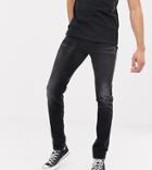 Asos Design Tall 12.5oz Skinny Jeans In Washed Black - Black