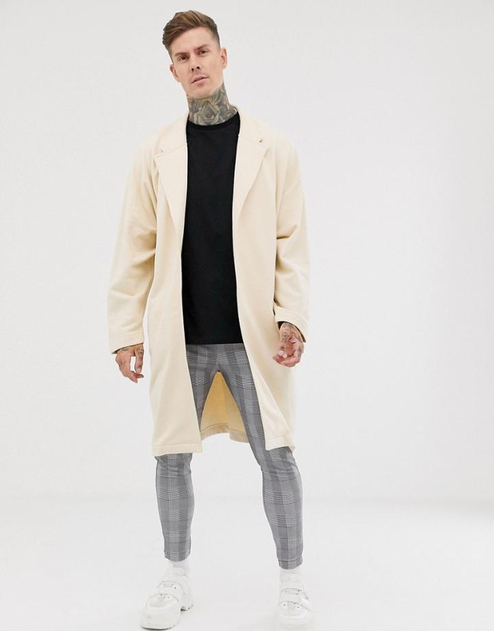 Asos Design Extreme Oversized Jersey Duster In Beige - Beige