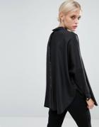 Paisie Oversized Cape Shirt With Button Down Back - Black