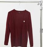 Le Breve Tall Chunky Cableknit Sweater In Burgundy-red