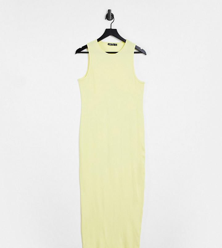 I Saw It First Plus Ribbed Midi Body-conscious Dress In Lemon-yellow