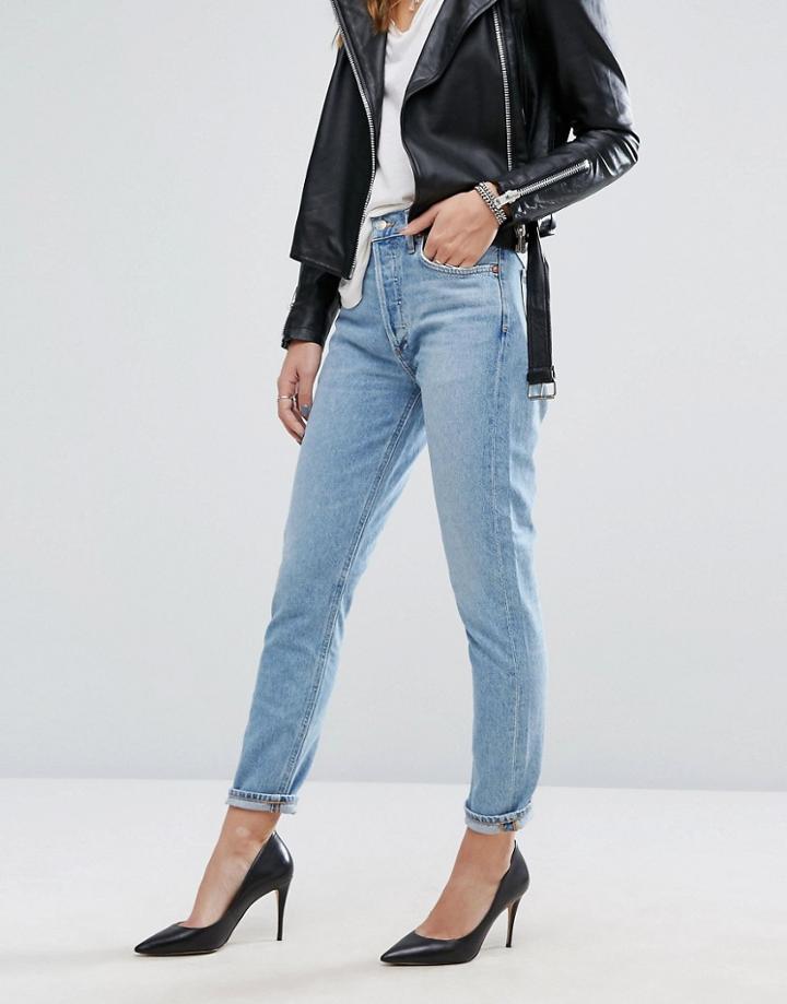 A-gold-e Jamie Hi Rise Mom Jean - Blue