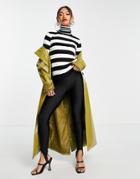 Trendyol High Neck Knit Sweater In Black And White Stripes