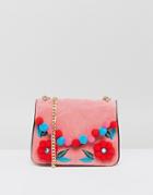 Skinnydip Pink Cross Body Bag With Floral Pom Detail - Pink